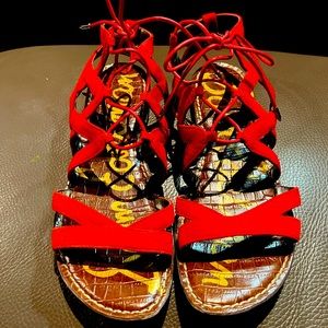 SAM EDELMAN flat sandal in red size 8